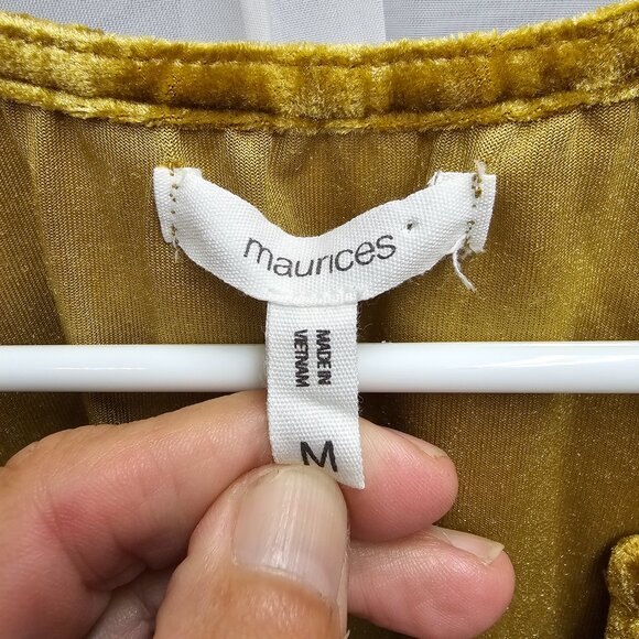 Maurices Gold Velour Babydoll Top Goth Boho Gypsy Hippie M - Picture 9 of 12